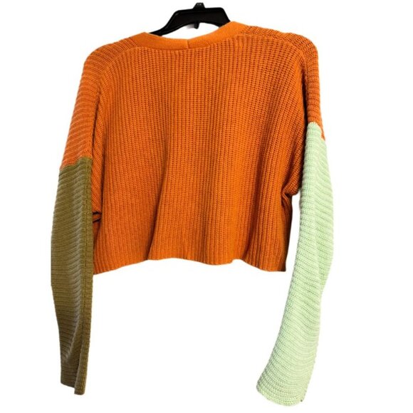 Forever 21 Cropped Colorblock Sweater Size S | Trendy Knit Button Cardigan - Picture 3 of 5